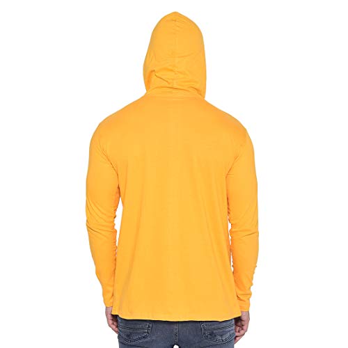 Image of Geum Men's Full Sleeve Hooded T-Shirt with Button-Down Front | Casual Slim Fit Cotton Shirt-Style Tee