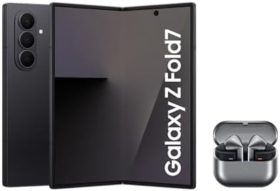 Samsung Galaxy Z Fold7 AI Phone + Buds3 Pro, Thin and Light Foldable Design, Large Screen, 200MP Camera, 1TB Storage, 16GB Ram, Jet Black, 3 Year Extended Warranty (UK Version)