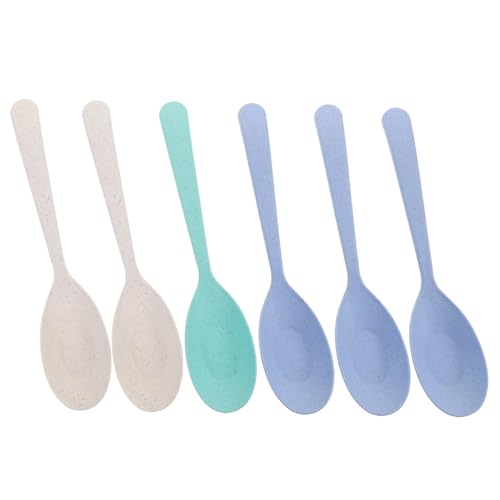 Garneck 6pcs Straw Mini Child Spoons Plastic Soup Spoon for Boys and Girls Chinese Style Tableware Random Color