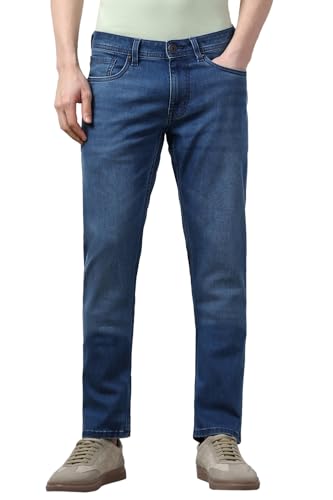 Peter England Men's Slim Tapered Jeans | Denim Mid Wash | Casual ...