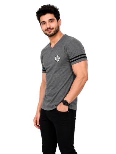 Image of Geum Men's Solid Half Sleeve V-Neck T-Shirt | Soft & Breathable Fabric | Regular Fit | Casual Everyday T-Shirt
