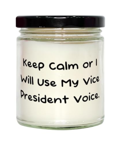Generic Joke Vice President Gifts, Keep Calm or I Will Use My Vice, Vice President Scent Candle from Friends, Gifts for Coworkers, 9oz, White