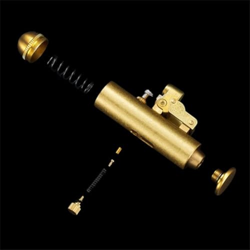 Image of Smoke King Submarine Press Lighter Gold Design, Refillable Brass & Zinc Alloy Windproof Lighter, Vintage Steampunk Style for Men (Fuel Not Included)