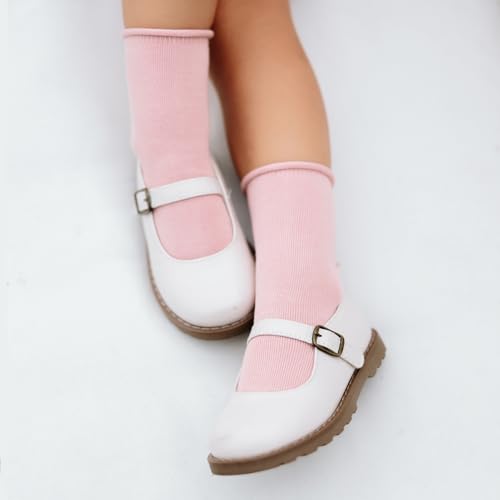 JAKIDAR Girls Crew Seamless Socks Kids Casual Dress Cotton Socks 6 Pairs4