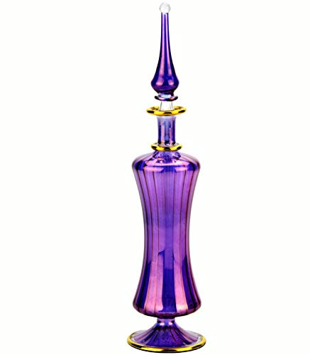 NileCart 9 in. Egyptian Perfume Bottle large size. Violet handmade in Egypt For your perfume, essential oils, Egyptian decoration or party table centerpiece - image 1