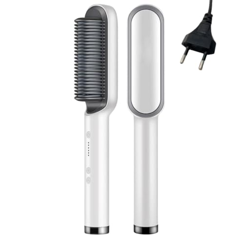 Escova Alisadora Anion Hair 3 em 1-110/220 - Alisa, Seca e Hidrata Cabelos - Ideal Para Todos Os Tipos De Fios (Branco)