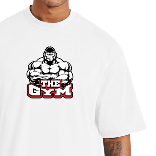 Camiseta Oversized de Algodão Masculina Ideal para Academia e Esportes Gola Redonda Estampado Macaco