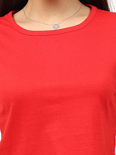 Image of FLEXIMAA Women's Cotton Plain Round Neck Half Sleeve Crop Top