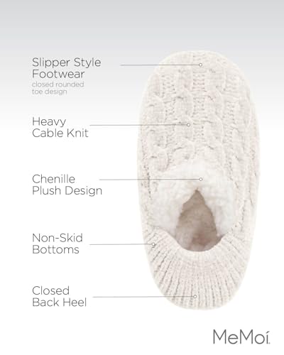 Image of MeMoi Women's Classic Cable Knit Chenille Non-Skid Slipper