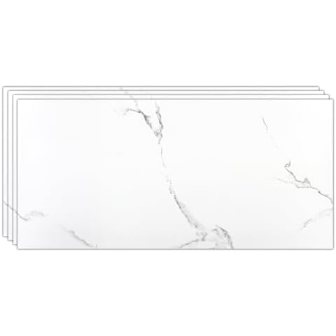 IZODEKOR 4 Pcs 24"x48" PVC Marble Wall Panels - Realistic Marble Look, 3D Wall Panels for Shower Tile and Interior Decoration - Covers 30 Square Feet - White Serenity Cover