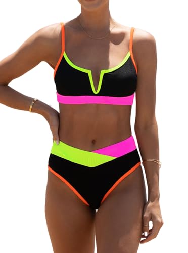 Popvil Bathing Suits Popvil Women Piece Neon Bikini Set In Pink