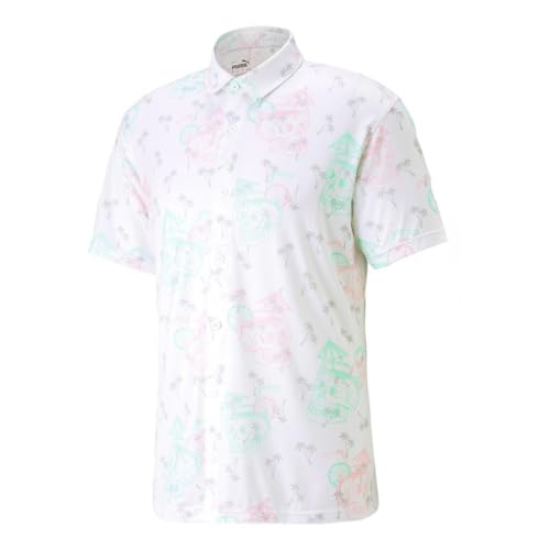 Puma - Camiseta de golf blanca estampada para hombre Tropi-Cool, blanco, S