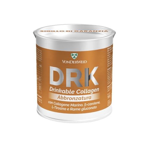 Vonderweid - DRK ABBRONZATURA | Integratore con Collagene Marino Idrolizzato + L-Tirosina + BetaCarotene + Aloe Vera + Rosa Canina + Zinco + Vit.E + Rame | Pelle Sana e Abbronzatura Naturale | 160g