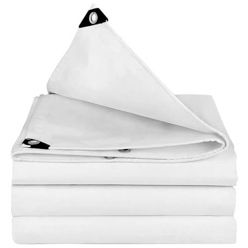 Lonmrrton Weiße Planen, strapazierfähige PVC-Plane 1 x 2m 2 x 2m 2 x 2,5m 3 x 3m Starke wasserdichte Bodenplane mit verstärkten Ösen für Gartenmöbel, Wohnwagen-Abdeckplane – anpassbar(1x2m)