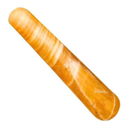 Image of Yellow Calcite Crystal Wand - Smooth Crystal Wand for Energy Healing, Chakra Balancing, Meditation and Home Decor - Crystals and Healing Stones for Gift