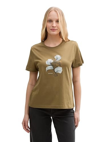 Tom Tailor Damen 1045534 T-Shirt, 15664 - Nutria Olive, S EU – Ansicht 1
