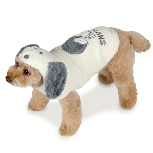 ペットパラダイス 犬 服 冬 スヌーピー もふスヌーピーパーカー 遠赤外線 保温 暖かい 防寒 防寒対策 ブランド カジュアル おしゃれ かわいい かっこいい ホワイト 小型犬 【参考 DSS 小さいダックス (〜3.5kg) ペットパラダイス国内直営店7