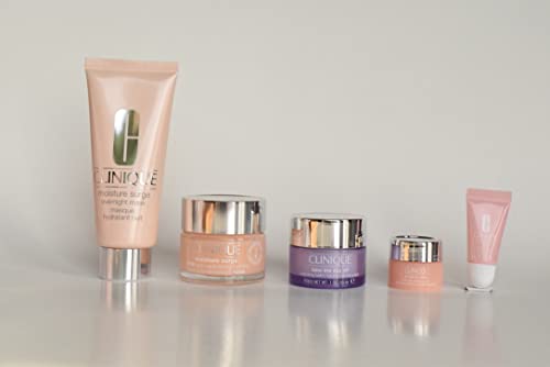 Clinique Bedtime Essentials Skincare Set:: Moisture Surge 100H Auto-Replenishing Hydrator, Lip Hydro-Plump Treatment and Overnight Mask, Take The Day Off Cleansing Balm, All About Eyes