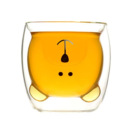 Cymax Taza Linda de Vidrio Doble Pared, Taza de café té Leche Capuchino Espresso Jugo Postre Helado Vasos, Regalo de cumpleaños de Navidad para su Esposa, Hermana, Amiga, Mujer, niña (Oso Blanco)