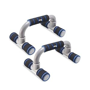 Strauss Moto Push-Up Bar, Pair | Non-Slip, Sturdy Exercise Equipment for Home or Gym Workout |Ideal for Upper Body Strength Training, Muscle Building, Push-Ups & Planks | Portable Gym Equipment,(Blue)