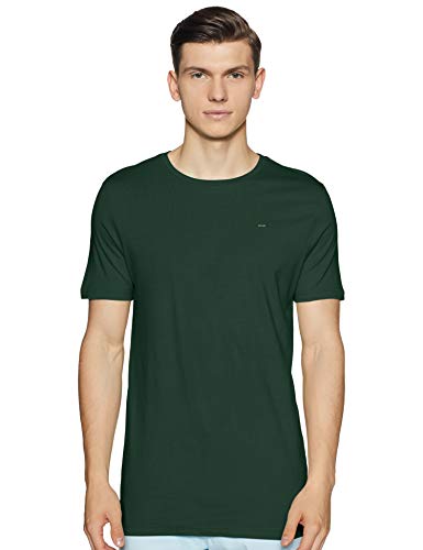 Image of ABOF Men's Solid Slim fit T-Shirt (BOA19AMCWTE3002425 Dark Green L)