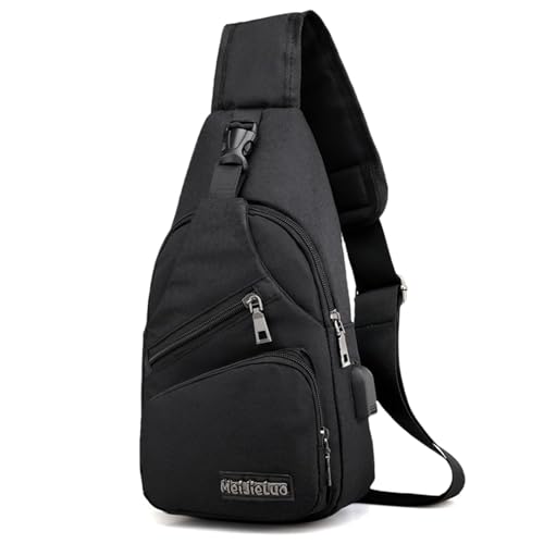 Aucuu Sling Bag, Bolsa de Pecho, Bolso Bandolera para Hombre con Puerto de Carga USB, Puerto Crossbody para Hombres Mujeres Senderismo Ligero Ciclismo Mochila de Viaje para Acampar-Negro Aucuu Sling Bag, Bolsa de Pecho, Bolso Bandolera para Hombre con Puerto de Carga USB, Puerto Crossbody para Hombres Mujeres Senderismo Ligero Ciclismo Mochila de Viaje para Acampar-Negro