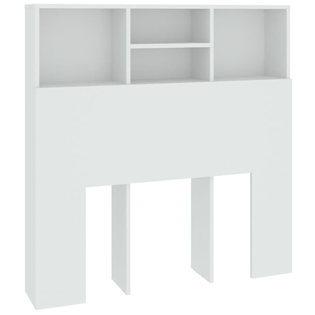 vidaXL Mueble Cabecero Armario de Cama con Almacenaje Pared Dormitorio Estantería Habitación Libros Decoraciones Blanco 100x19x103,5 cm