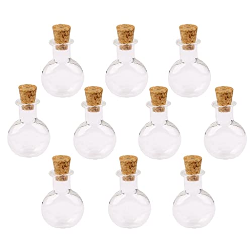 Tiuimk Lot de 10 bouteilles de parfum rondes et plates en verre transparent pour collier et fioles décoratives