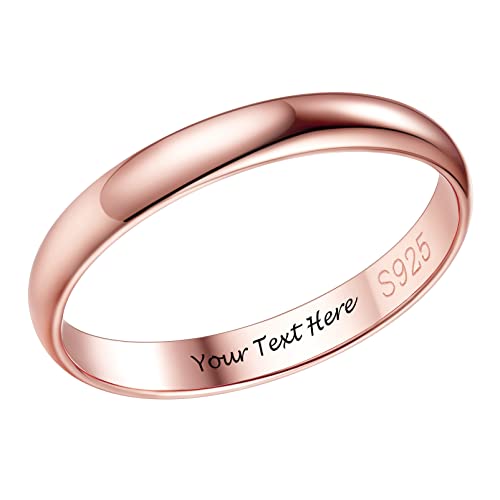Alliance Simple Personnalisable en Argent et Or Rose Cadeau Idéal