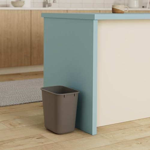 Image of Rubbermaid Commercial Products Deskside Wastebasket /Trash Can, 3.25-Gallon /13-Quart, Gray, Plastic, for Bedroom /Bathroom /Office, Fits Under Desk /Sink /Cabinet