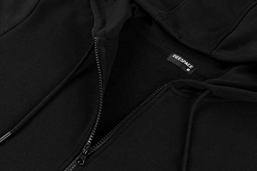 Deespace Men's Hoodie Soft Brushed Fleece Hooded Sweatshirts Full Zip Up Hoodie (S-3Xl)(Black, 01 S) #TOP2