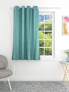 Premium Linen Curtain Panel, Modern Textured Weave Pattern, Living Room Window Treatment (Green)