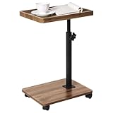 FRWXUIEO Mesa auxiliar, madera de nogal y negro (rectángulo y rectangular)