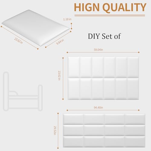 Image of Headboards Wall Panel for Full, Queen and King - Self-Adhesive 3D Upholstered Panel for Bedroom /Living Room (12 Pieces 9.84 in x 23.6 in)