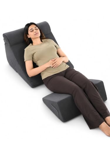 Image of FOVERA 4PCS Adjustable Bed Wedge Pillow Set for Sleeping, Triangle Support Pillow with Headrest & Leg Elevation Wedge for Back, Neck & Leg Pain Relief, Post Surgery, Acid Reflux & Sitting Support
