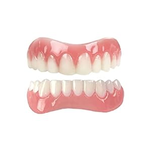 Siliconen kunstgebit bovenkant en onderkant verwijderbare natuurlijke tijdelijke valse tanden tandfineer valse tanden, 1 paar