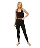 Pact Women's Go-to 7/8 Leggings, Organic Cotton No See Through Mid Rise Waisted Yoga Pants with Elastic Waistband, Black