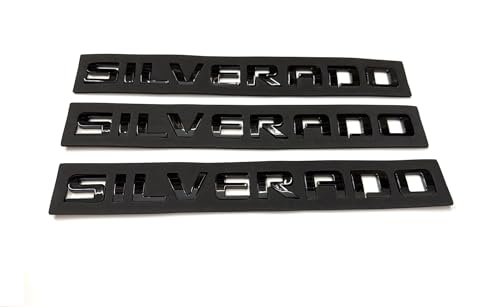 Image of 3PCS Badge Emblems for Silverado 2007-2020 for Silverado, Sierra, and Canyon - Fits 1500, 2500HD, and 3500HD Models (Black)
