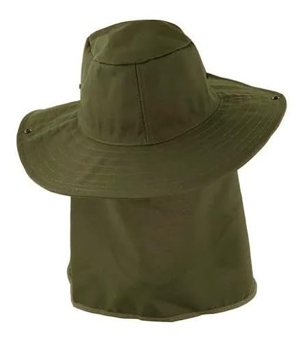 Chapéu Pescador Safari Australiano Com Proteção Unissex Camping (Verde-Escuro)