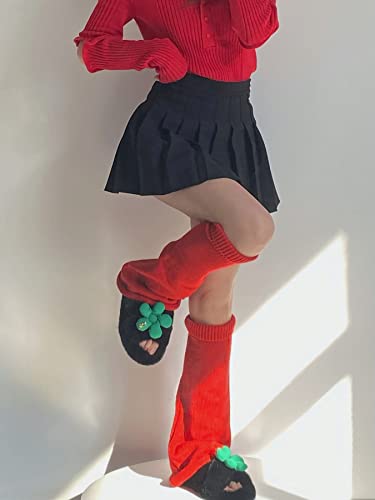 Image of WODECASA Girls Kawaii Leg Warmers Knitted Flared Leg Sleeves Goth Crochet Baggy Cuff Ankle Heap Socks