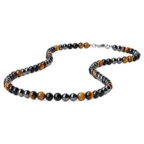 GAVU Collar de Hombre de Piedras Naturales y Cristales Curativos con Cuentas 6mm Cover