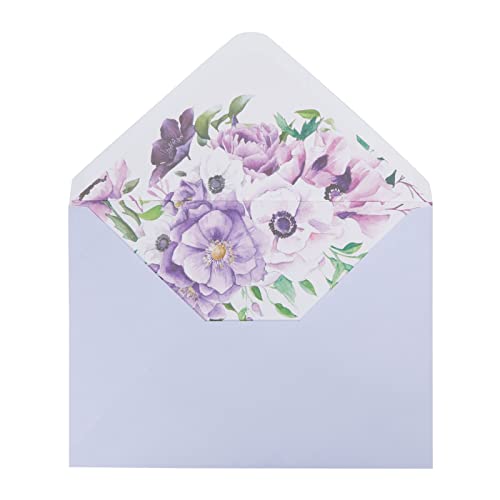 50 Pack Lavender A7 Envelopes With Floral Liner For Invitations, Greeting Cards, Weddings (7.25 X 5.25 In) #TOP3