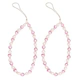 Staqlo Beaded Phone Charm Lanyard with Pink & White Heart Beads, Y2K Aesthetic Cellphone Wrist Strap, Cute Boho Bracelet Chain for Smartphone, AirPods, Keys, Camera, Tablet & Small Accessories