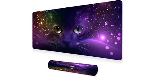 Tapis de souris XXL chat de science-fiction anti-glisse pour protéger le bureau