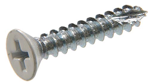 The Hillman Group 45413 Tornillo para madera #7 x 1-1/4" Cabeza plana Phillips blanco, paquete de 20 miniatura 1