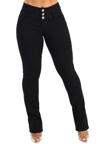 Image of Moda Xpress Women's Butt Lifting High Waisted Bootcut Jeans - Stretchy, Comfortable Flare Jeans in Junior Size Vintage Style