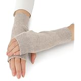 LINOR ハンドウォーマー 手首ウォーマー-アームウォーマー リストウォーマー アームカバー レディース 手首 あたため 親指穴付き シルク混 (アイボリー)