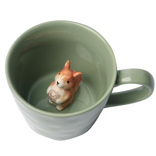 Eichhörnchen-Keramiktasse mit 3D-Tier im Inneren, 360...