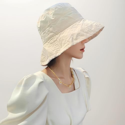 Bucket Hats for Women Washed Cotton Packable Summer Beach Sun Hats Mens Womens Bucket Hat for Travel Fishing Hat Beach Hat Beige4