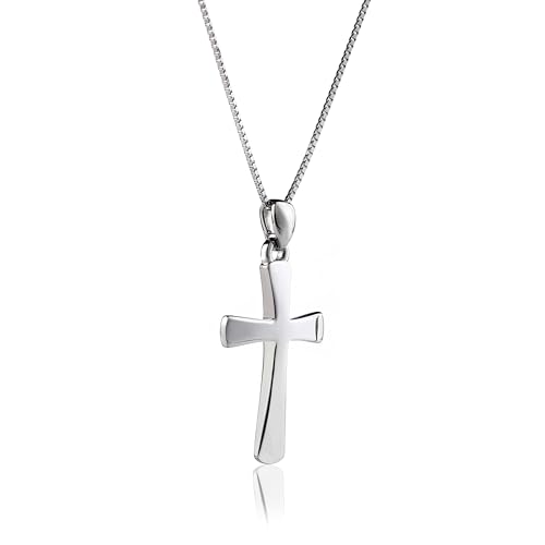 Sterling Silver Cross Necklace for Women 925 Sterling Silver Polished Curved Cross Pendant Necklace Handmade Crosses Religious Jewelry Gift2